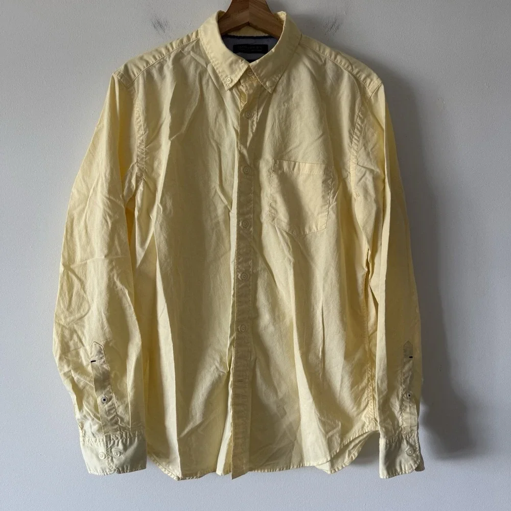 Banana Republic Shirt Mens M Camden Fit Butter Yellow Preppy Casual Office Work